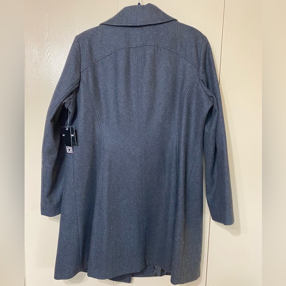 Liz Claiborne Charcoal Double-Breasted Pea Coat with Gold Buttons - Picture 2 of 4